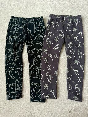 Brand New Joe Fresh Black Leggings with White Cat Line Art